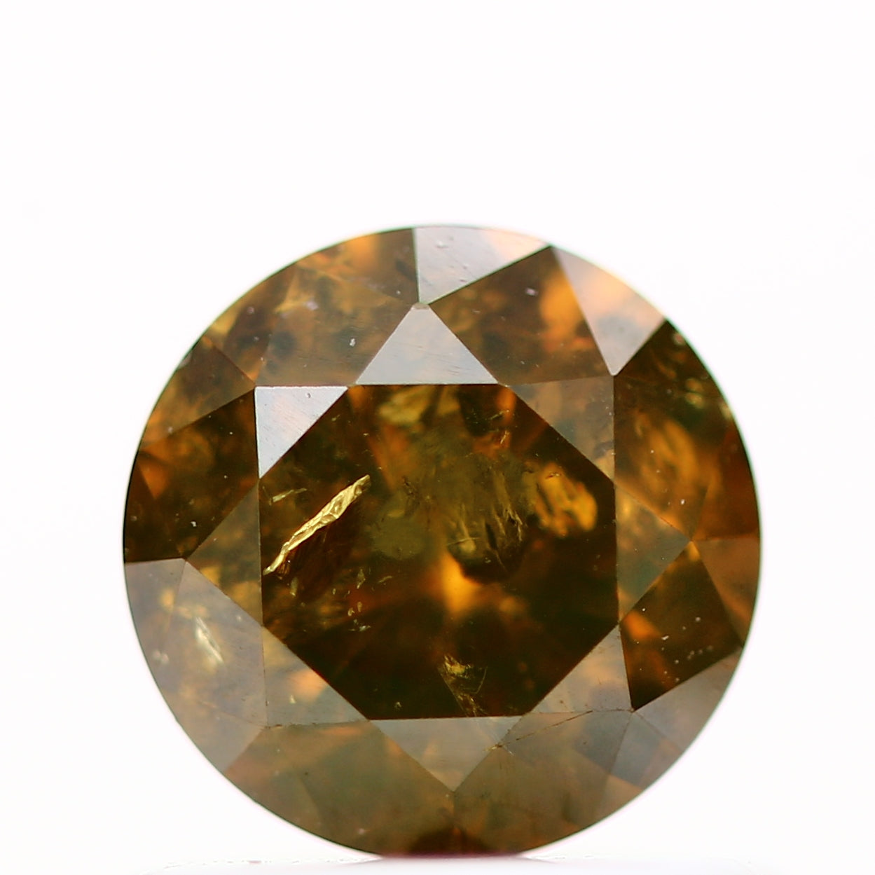 0.69 Carat Round Brilliant Cognac Champagne Brown Natural Loose Diamond For Engagement Ring